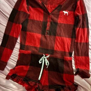 PINK VS Red and Black Plaid Romper